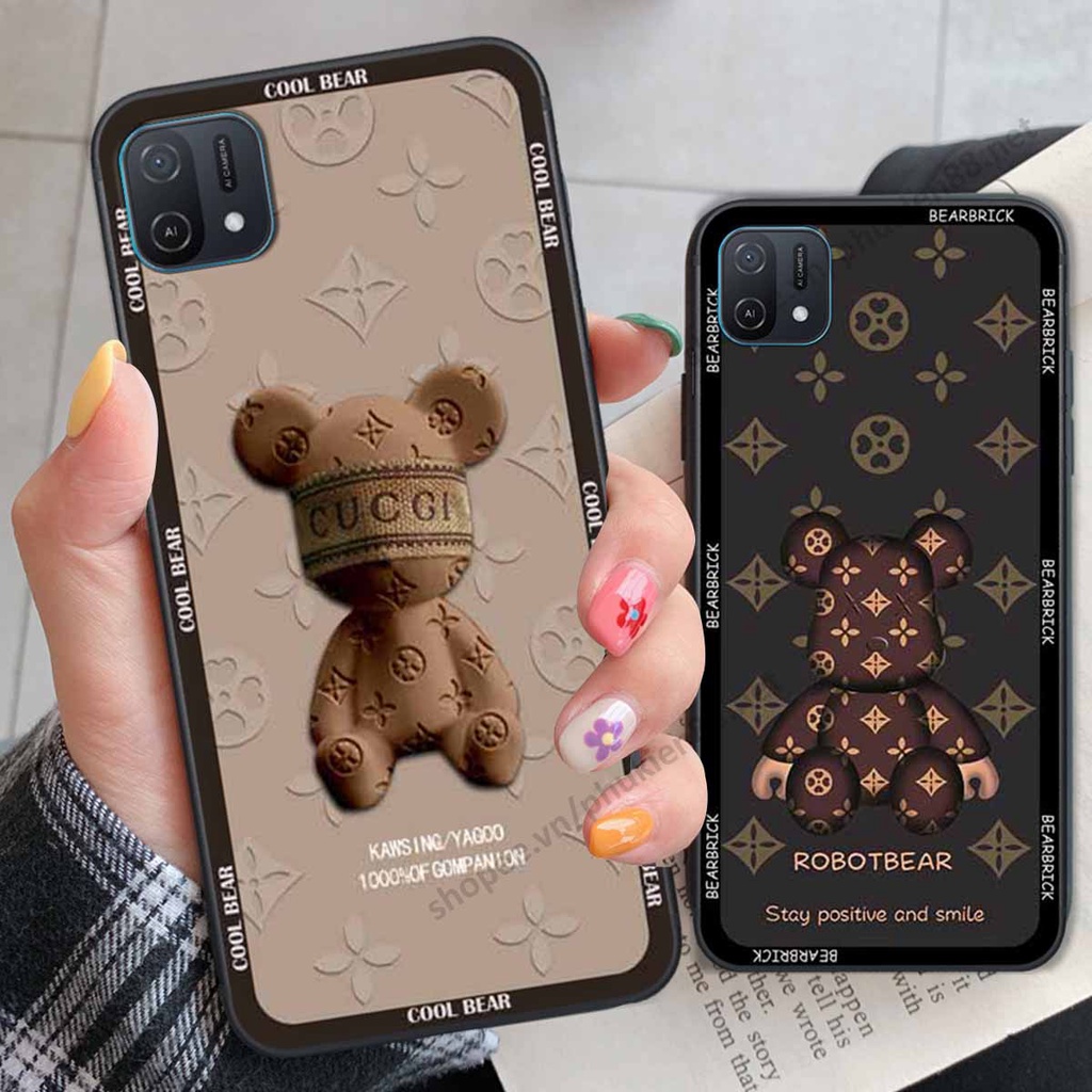 Ốp Oppo A16k bear, k@ws thương hiệu phong cách ốp lưng thời trang cao cấp