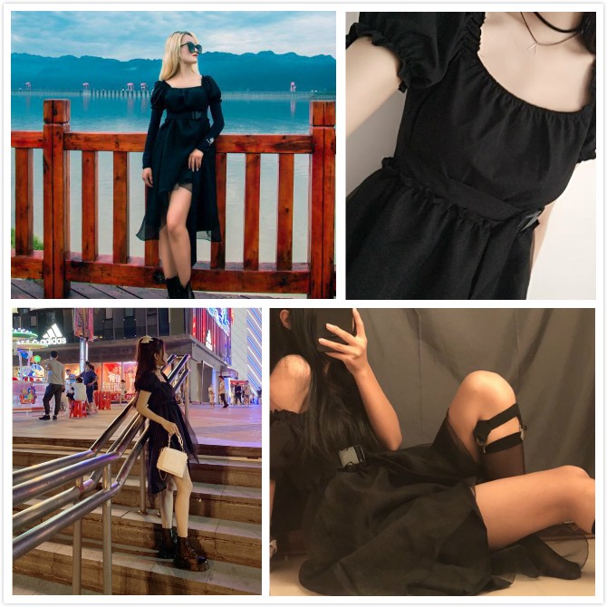 Đầm Ngắn Tay Thiết Kế Bất Đối Xứng Thời Trang Mùa Hè Cho Nữ