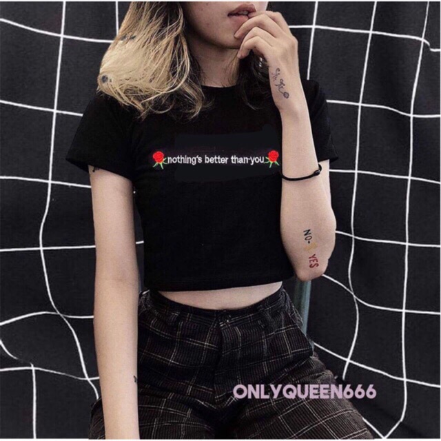 ÁO CROPTOP THÊU HOA HỒNG