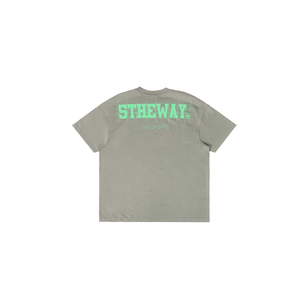 5THEWAY® /public icon/ LETTER DROP SHOULDER TEE™ in GREY aka Áo Thun Xám Tay Ngắn