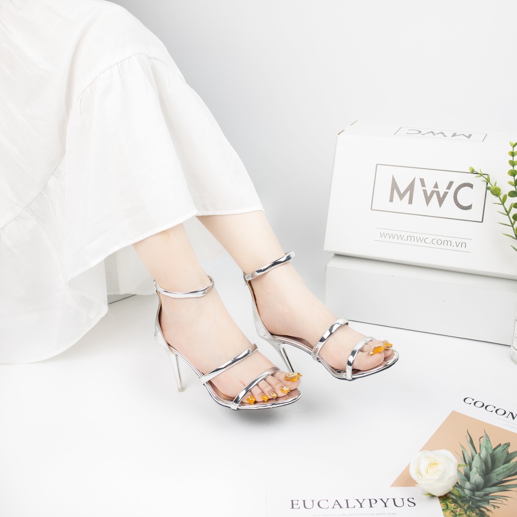 Giày Cao Gót thời trang MWC giày sandal cao gót da bóng 2 quai mảnh siêu xinh NUCG- 3713