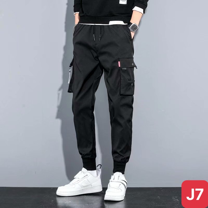 Quần jogger nam túi hộp bo chân màu đen không rách chất kaki cao cấp co dãn 4 chiều, quần baggy thể thao nam ADO20 mới