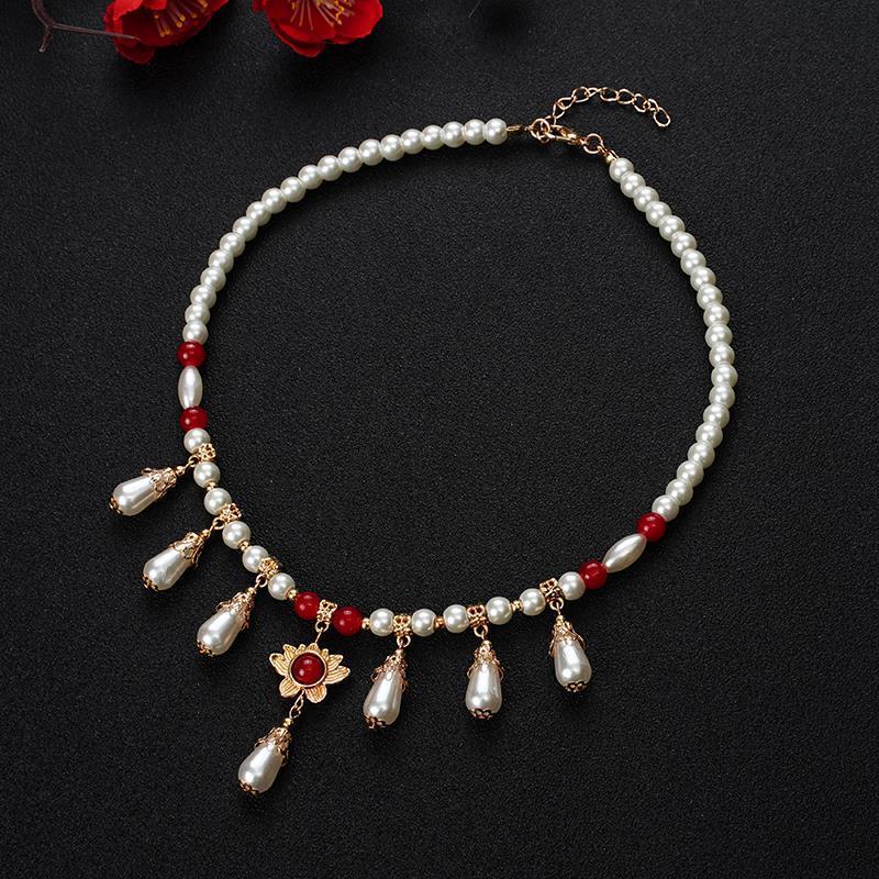 Vòng Cổ Ngọc Trai Giả Cao Cổ Hình Giọt Nước Phụ Kiện Quần Áo Cổ Điển Trung Quốc