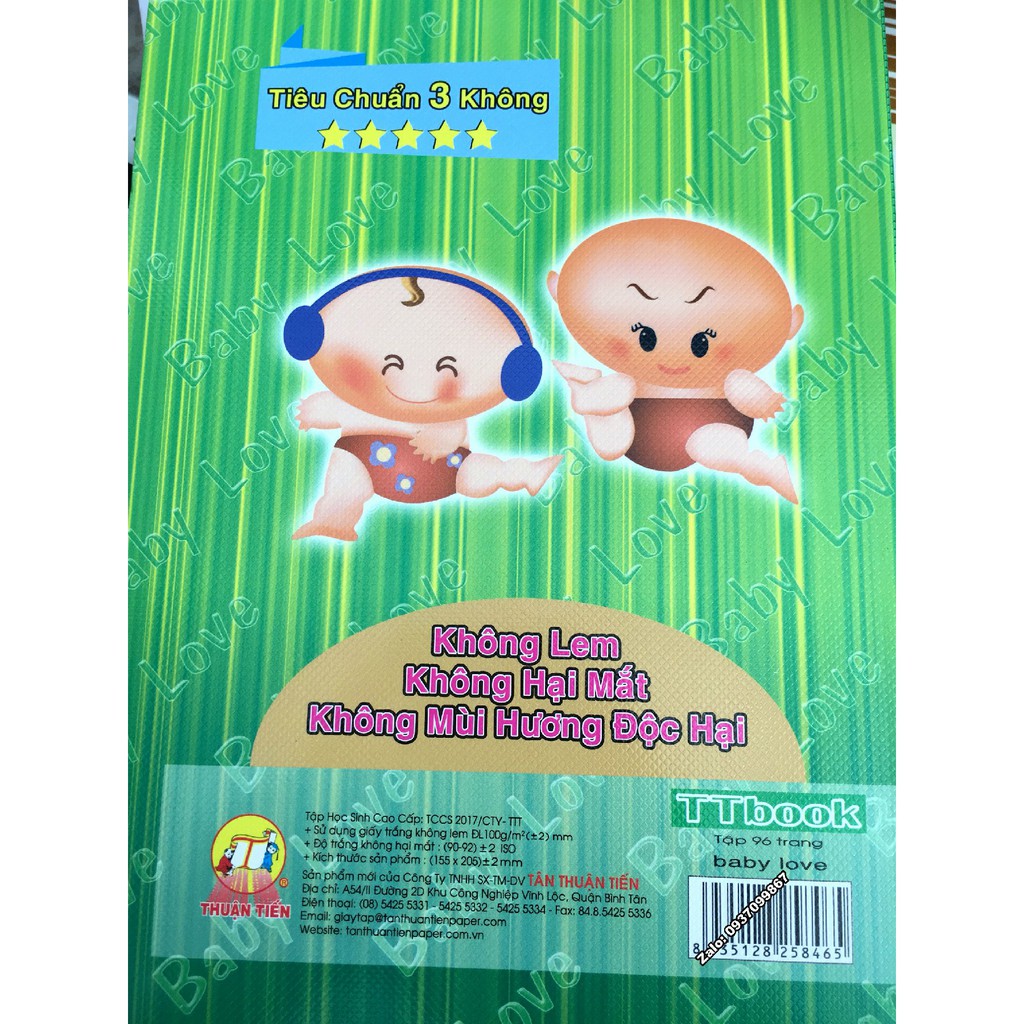 Lẻ 01 Cuốn Tập vở Baby Love 96 Trang Thuận Tiến Dày 100gsm