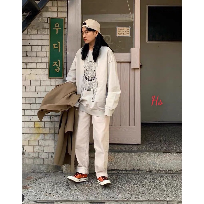 Áo Sweater nỉ viền chó life work - Áo nỉ nam nữ unisex phong cách Hàn Quốc - MIUMIU CLOTHINGS | BigBuy360 - bigbuy360.vn