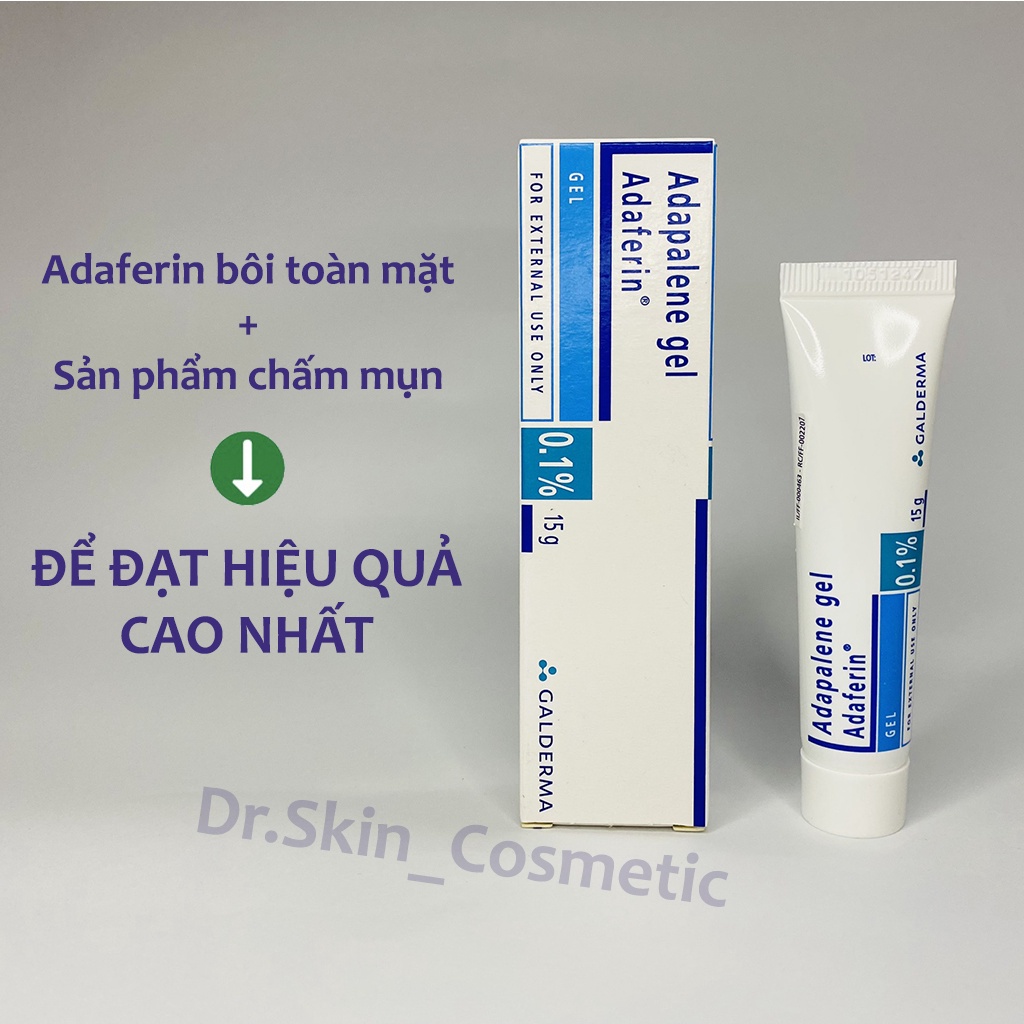 Adapalene Gel 0.1 Adaferin  - Differin Gel 0.1 % Giúp giảm mụn ẩn mụn trứng cá mụn đầu đen làm sáng da mờ thâm hiệu quả.