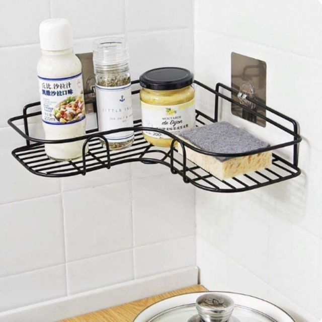 Kệ góc dán tường bằng thép không rỉ siêu chắc trong nhà ăn nhà tắm siêu tiện lợi
