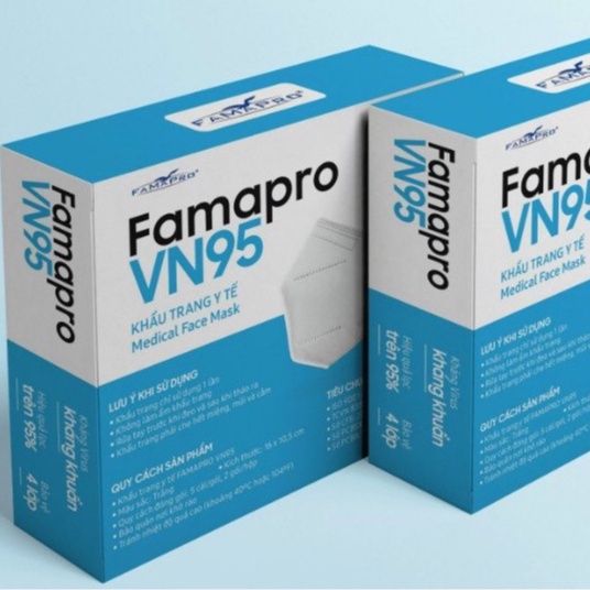 Khẩu Trang Y Tế 4 Lớp FAMAPRO VN95 [Hộp 10 Cái - Hàng Xuất Quốc Tế] Khẩu trang y tế trắng kháng khuẩn cao cấp