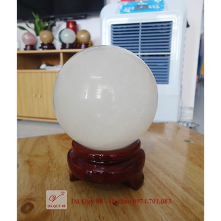 Quả cầu phong thủy đá hoa cương trắng tự nhiên đường kính 8,8cm