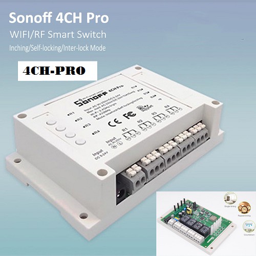 Công Tắc Sonoff Thông Minh 4CH Pro R2 Điều Khiển Từ Xa Bằng Điện Thoại Qua Mạng Wifi