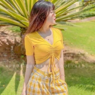 Áo crt cổ tim rút dây