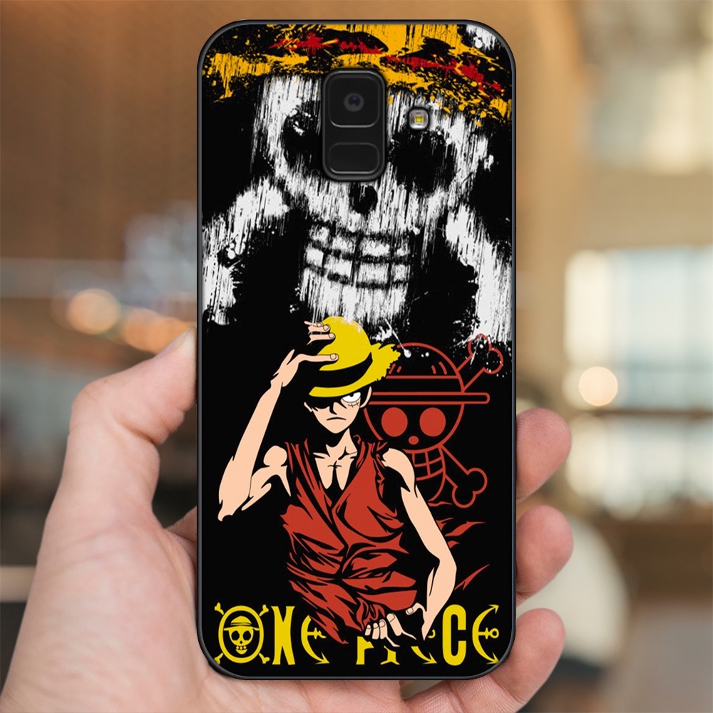 Ốp lưng Samsung A5 2018, A6 2018, A8 2018, J6 2018, A8 Plus viền đen in hình Luffy One Piece