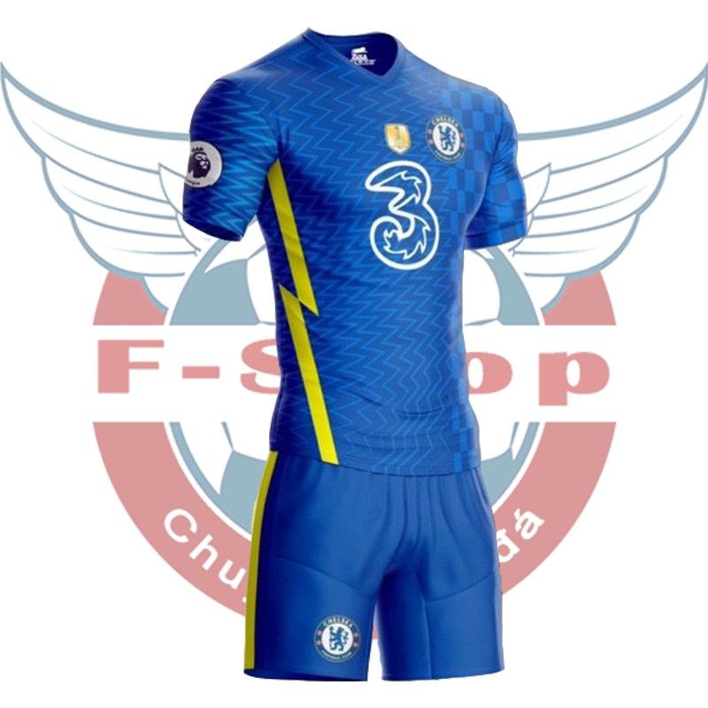 Bộ quần áo đá bóng Chelsea sân nhà 2021-2022, áo bóng đá thun lạnh cao cấp