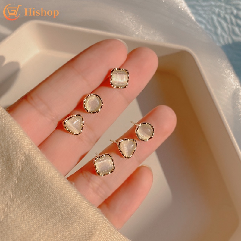 Bộ Khuyên Tai Đính Đá Opal Thời Trang Cho Nữ