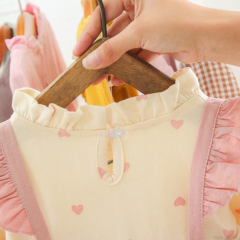 Đầm dài tay in họa tiết trái tim đáng yêu dành cho bé gái