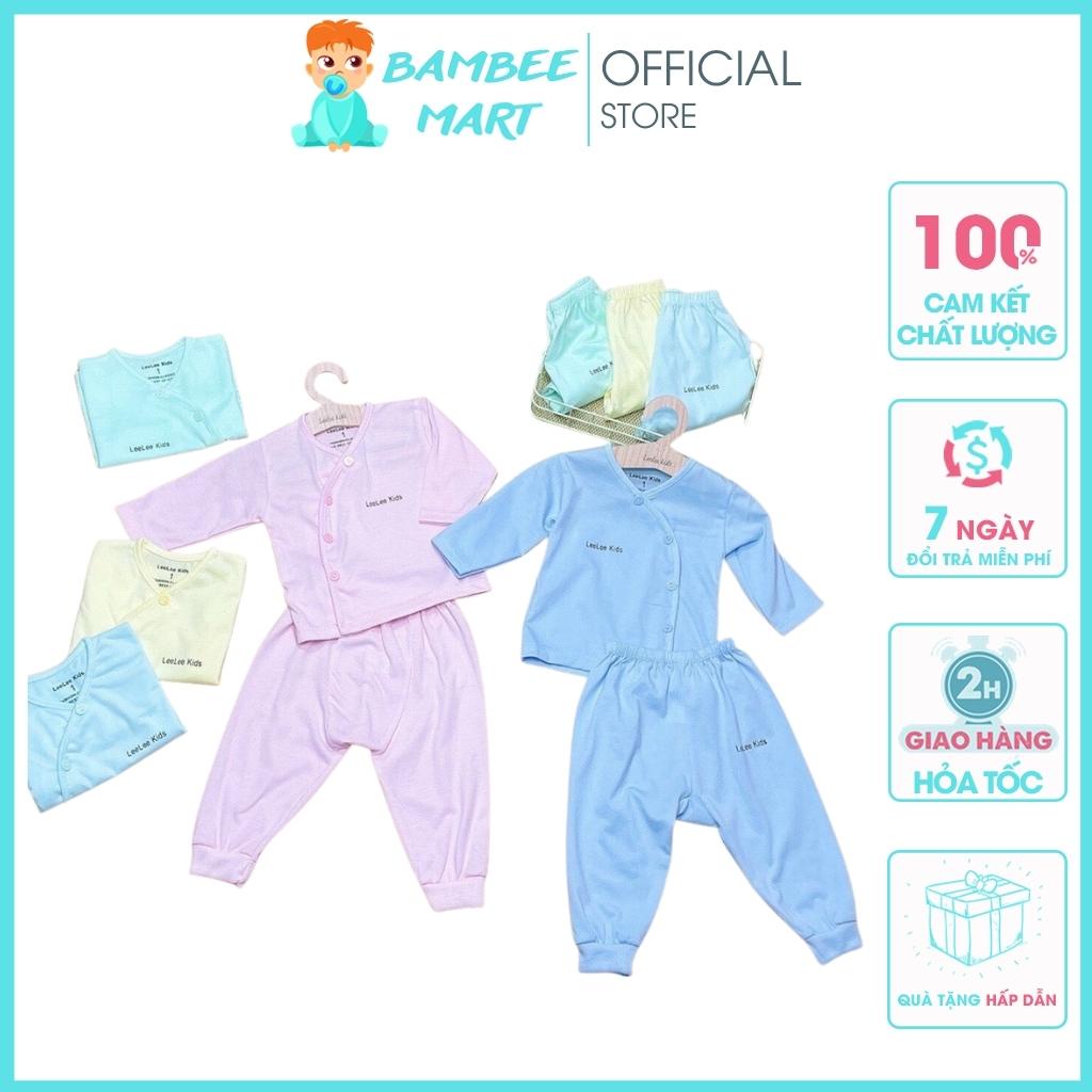 Bộ quần áo dài tay Leekids cho bé sơ sinh chất 100% cotton mềm mịn size từ 3 đến 9kg BD01 - BamBee Mart