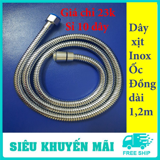 Dây xịt xí Inox- Ốc Vặn Đồng, Dây Ngoài Bọc Inox Xoắn-Dùng Cho Nhà Vệ Sinh- Dài 1m2- Bán rời