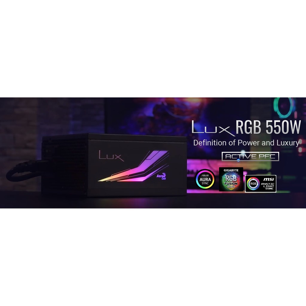 [Mã ELMS05 giảm 5% đơn 300k]Nguồn AEROCOOL LUX RGB 550W RGB 80 Plus Bronze