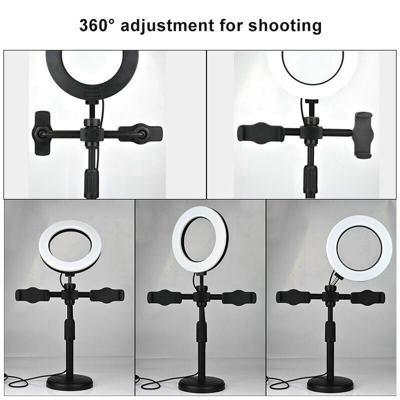 Đèn livestrem cao cấp 3in1 - 4in1, tích hợp giá đỡ kẹp 2 điện thoại, kiêm đèn led 3 màu quay video tiktok