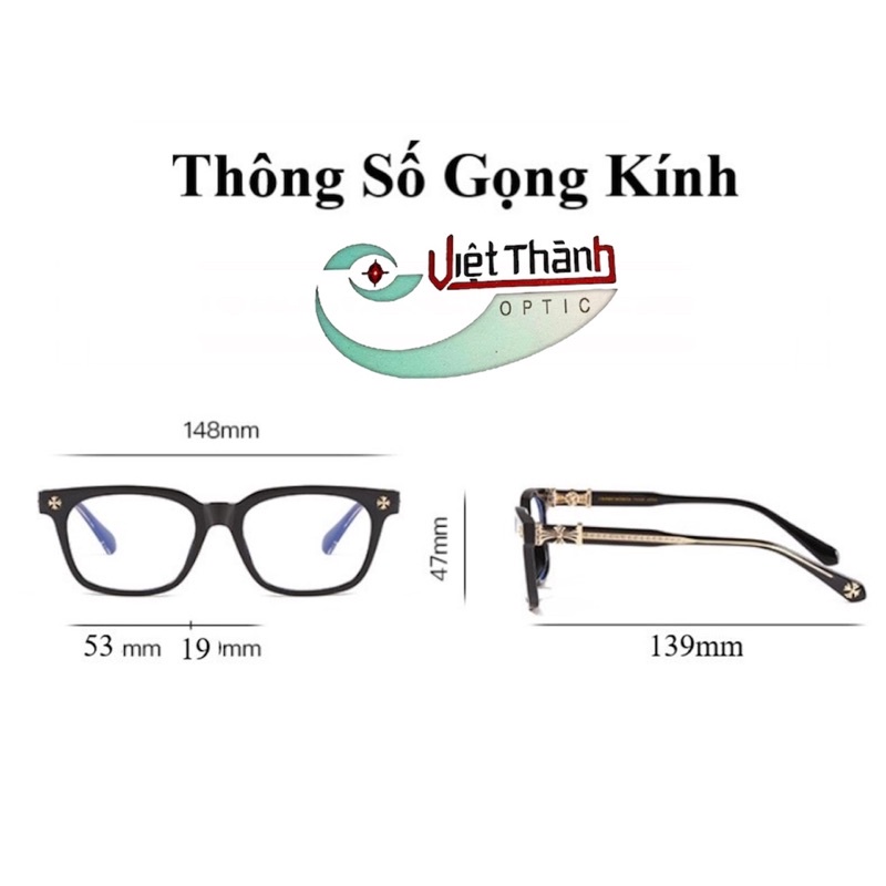 Gọng kính cận vuông Classic thánh giá hàng tốt lắp được cận viễn loạn