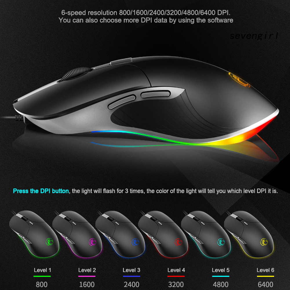 IMICE Chuột Chơi Game Sev-Mice X6 Ergonomic 6 Nút Rgb