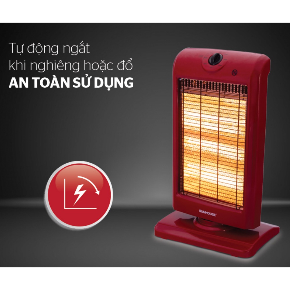 Đèn Sưởi Sunhouse SHD 7016 Công Nghệ Holagen 3 Bóng Cao Cấp- Máy Sưởi Ấm Phòng Ngủ, Quạt Sưởi Mini- Hàng Chính Hãng