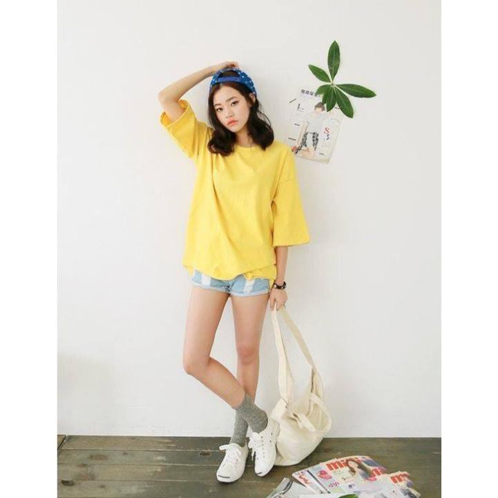 Áo thun tay lỡ trơn 🔥FREESHIP🔥 Áo tay lỡ nam nữ cotton free size dưới 70kg 👈