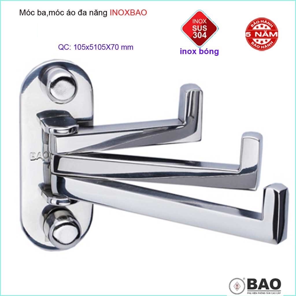 Móc treo đồ cao cấp Inox Bảo, móc áo Inox SUS304 xoay