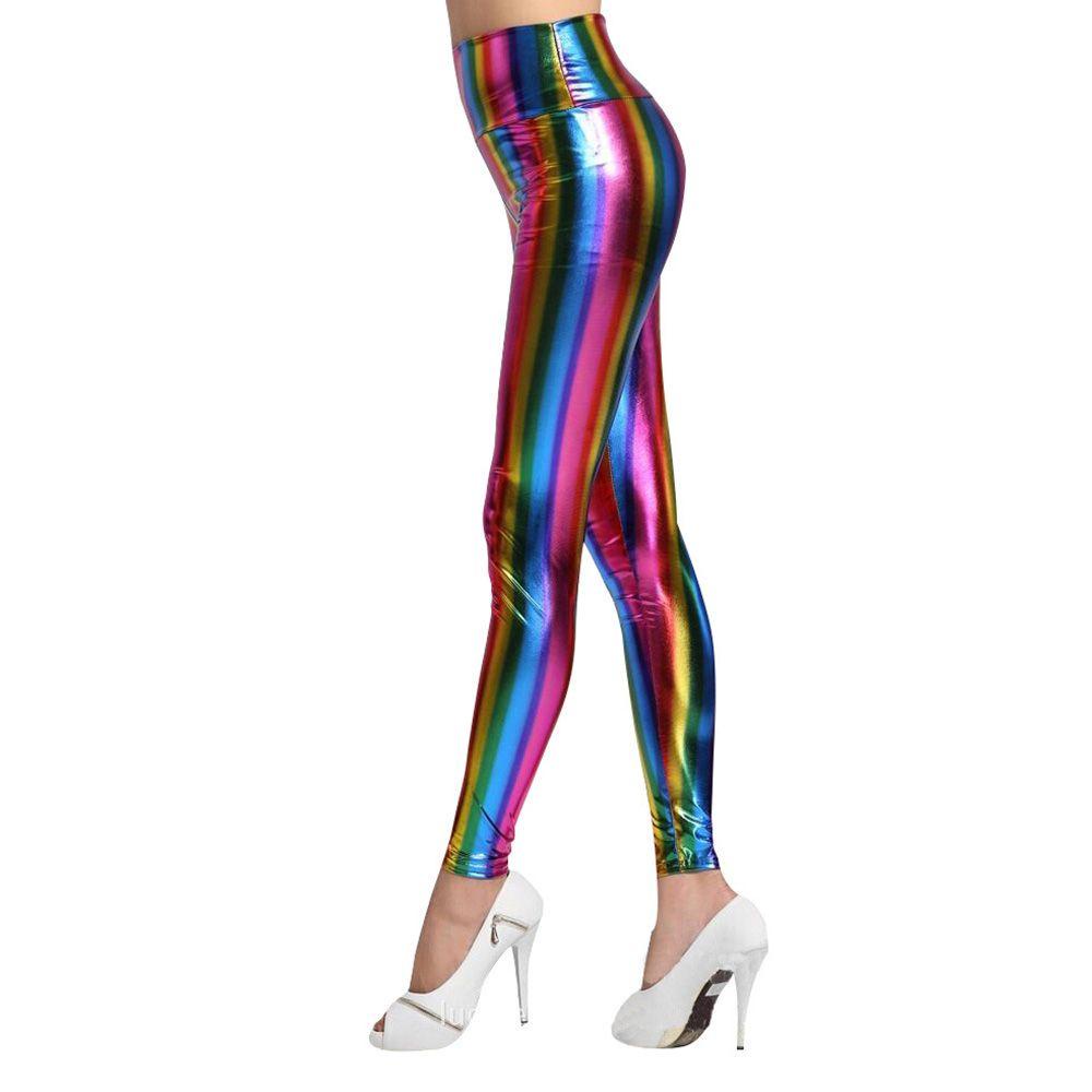 Quần Legging Màu Cầu Vồng Hóa Trang Disco Cho Nữ