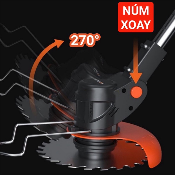 Máy cắt cỏ cầm tay không dây sử dụng pin chính hãng LAPUSEN 2 PIN Tặng 8 lưỡi cưa