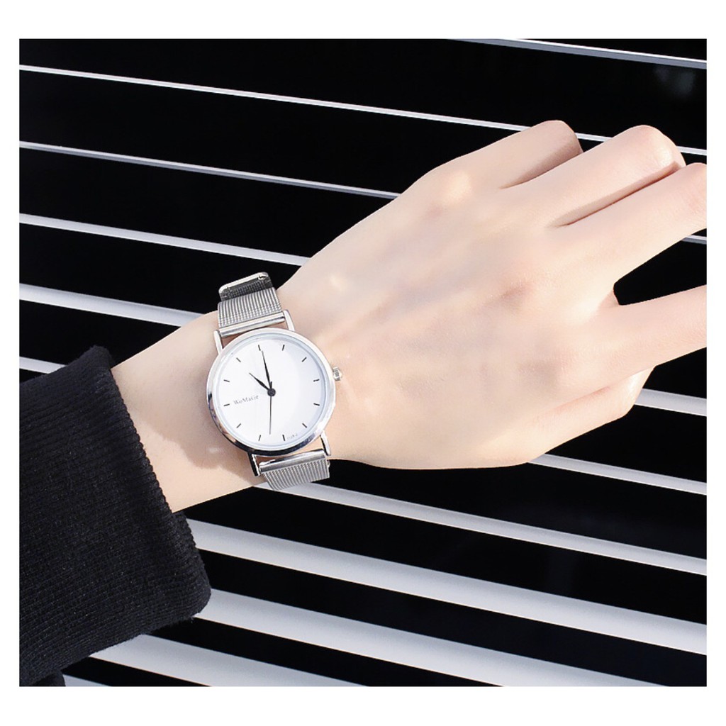 ĐỒNG HỒ NAM NỮ DÂY LƯỚI BẠC WOMAGE 2 MÀU THỜI TRANG CỰC ĐẸP | BigBuy360 - bigbuy360.vn