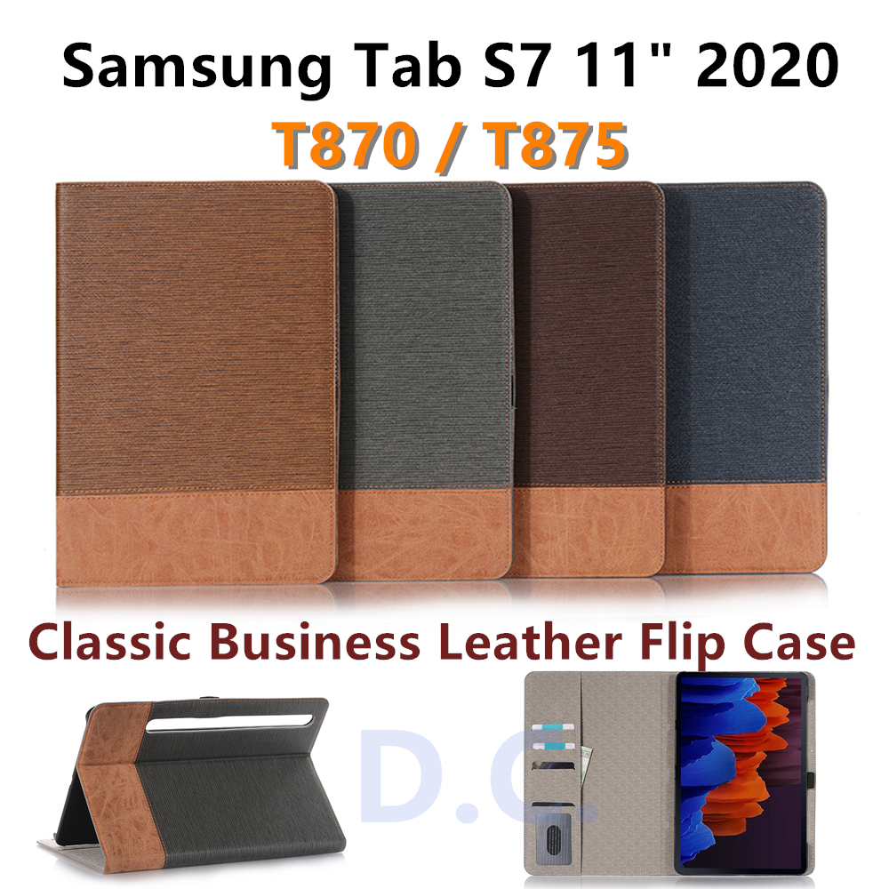 Bao Da Máy Tính Bảng Nắp Lật Tự Động Bật / Tắt Màn Hình Kèm Ngăn Đựng Bút Cho Samsung Tab S7 11 "t875 T870 2020 Giá Đỡ