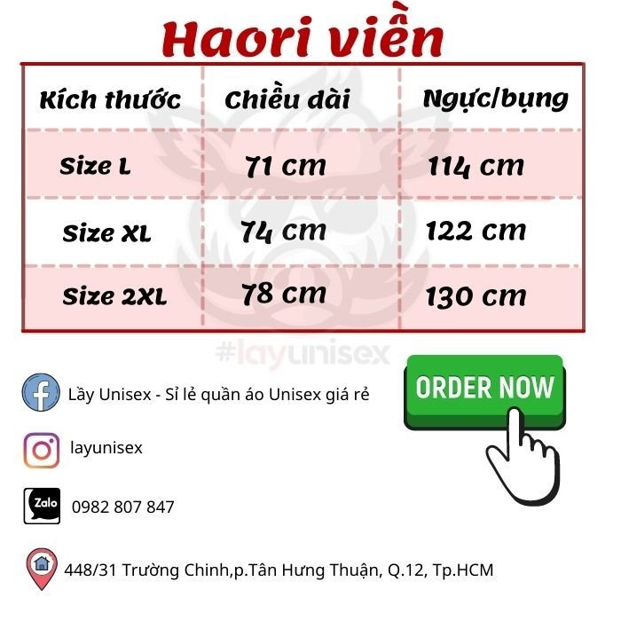 Áo Haori Kimono bigsize nam nữ QZ viền