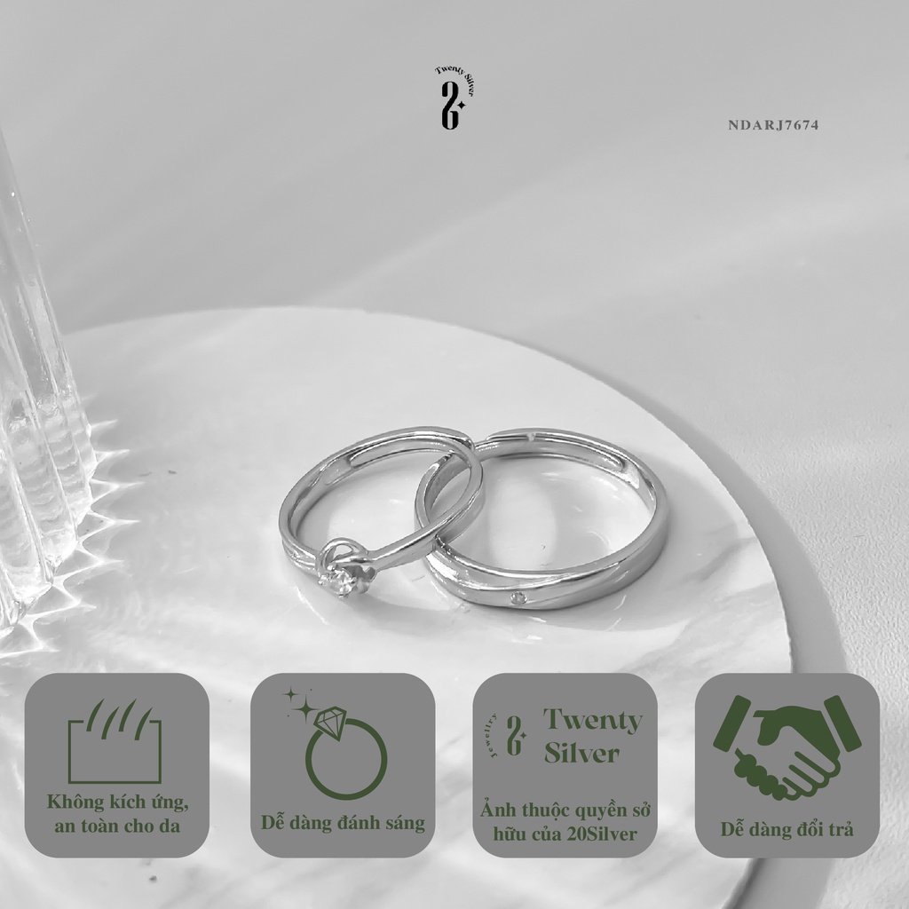 Nhẫn Đôi Bạc S925 Marry Me NDARJ7674. Nhẫn Đôi Bạc Nam Nữ 20Silver