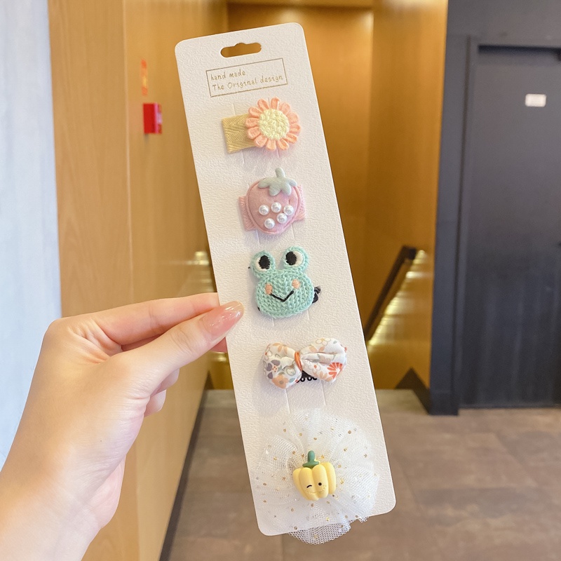Set kẹp tóc họa tiết hoạt hình tùy chọn phong cách Hàn Quốc dễ thương cho bé