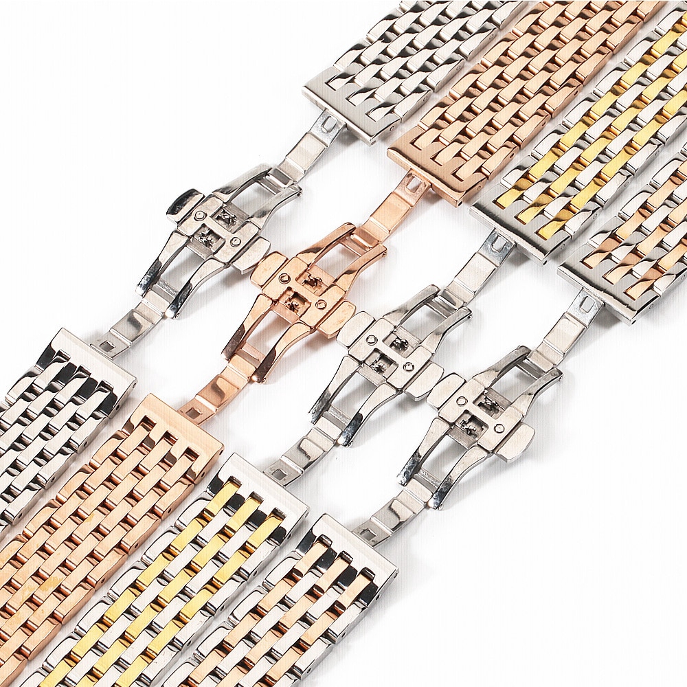 Dây Đồng Hồ Đeo Tay Bằng Thép Không Gỉ 20mm 22mm 7 Dây