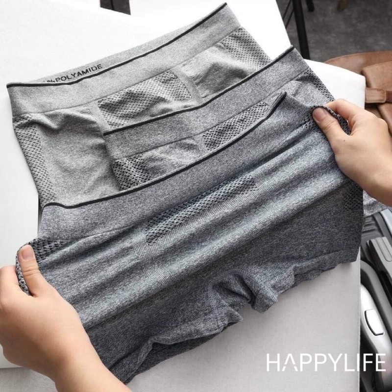 Quần sịp nam boxer dệt kim không đường may  Happylife cao cấp, khả năng thấm hút mồ hôi cao, 100% cotton mềm mịn
