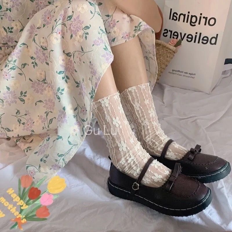 Tất vớ ren lưới Lolita mỏng vintage ba màu thoáng khí eudora899 T005