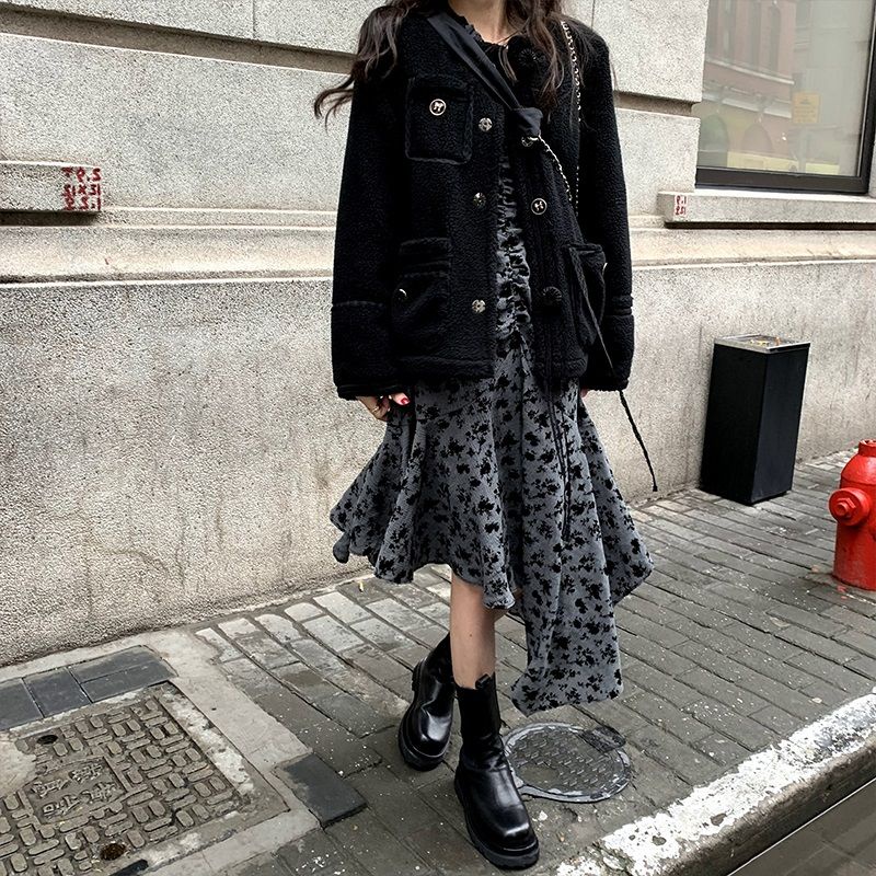 Đầm Hoa Dáng Dài Chiết Eo Phong Cách Retro Hàn Quốc Mới