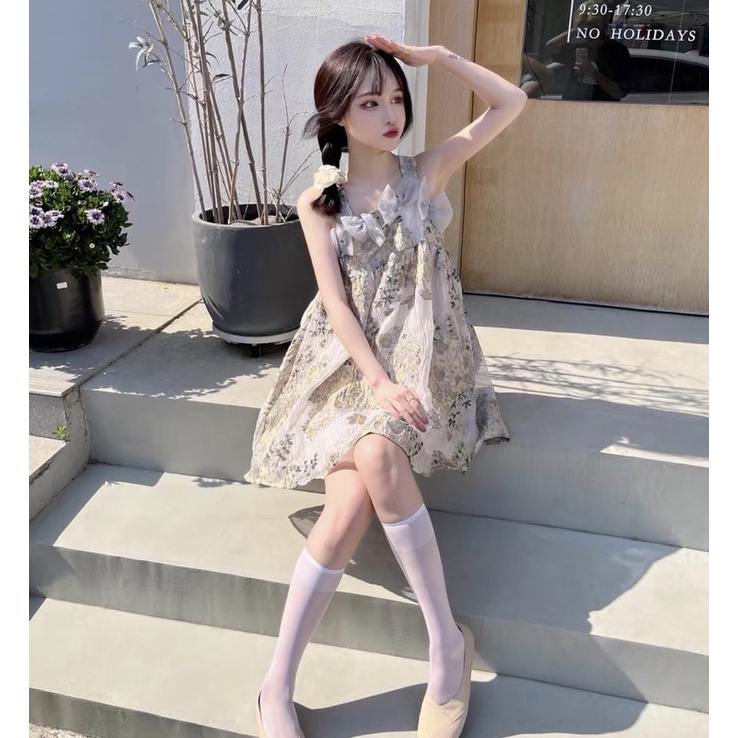 Đầm babydoll đính nơ TIFFANY DRESS xinh xắn phong cách ulzzang SAM SAM BOUTIQUE