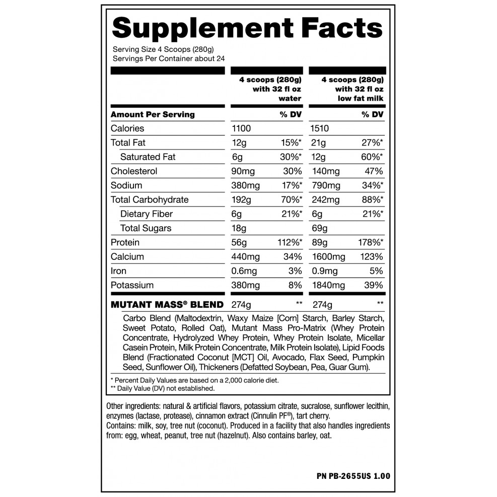 Sữa Tăng Cân MUTANT MASS 5LBS – Túi 2.27kg