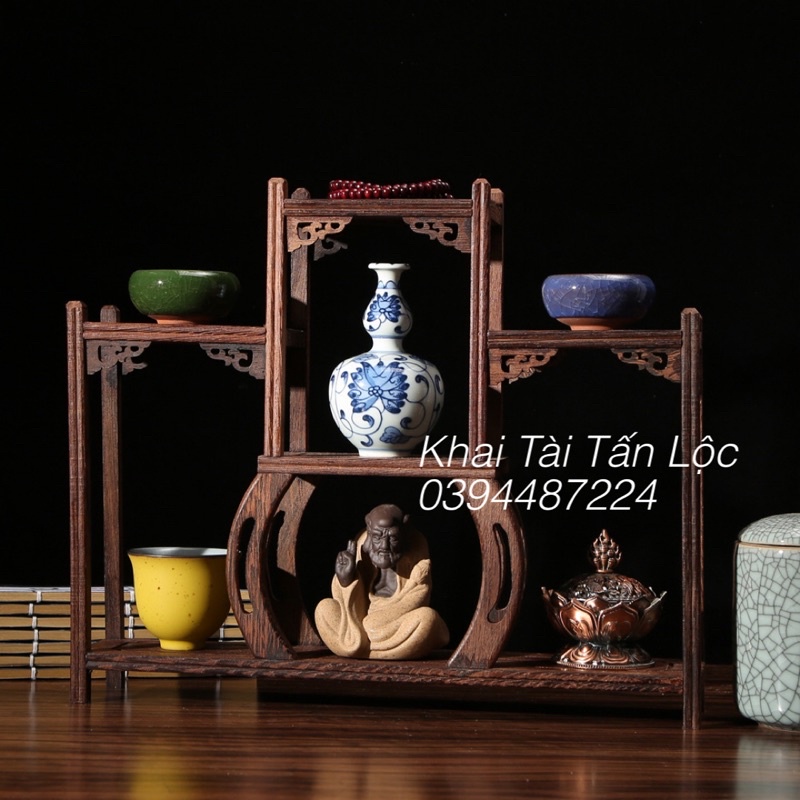 KỆ GỖ MINI 7 Ô ĐỂ ĐẶT TƯỢNG , TRANG TRÍ BÀN TRÀ
