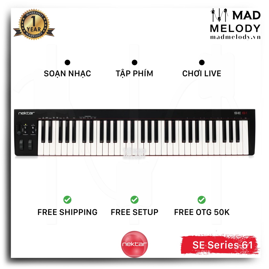 Nektar SE61 61-Key USB MIDI Keyboard Controller (Đàn soạn nhạc 61 phím, Brand New)