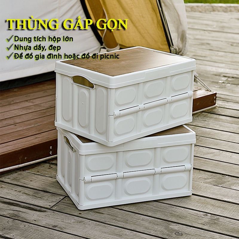 Hộp Đựng Đồ Gấp Gọn Đa Năng Thông Minh, Thùng Gấp Gọn Tiện Dụng Đi Cắm Trại, Du Lịch, Câu Cá, Để Đồ Gia Đình