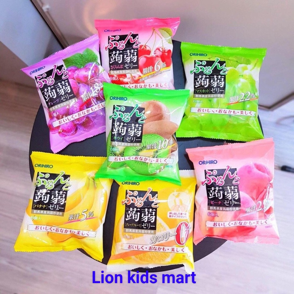 Thạch trái cây Orihiro Nhật Bản  có 5 vị, gói 240g có 12 cái