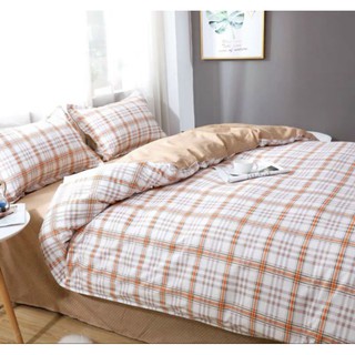 Bộ chăn ga cotton poly Kẻ Ô Hàn Quốc