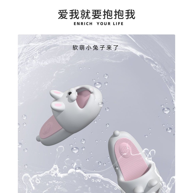 Dép Đi Trong Nhà Tắm Xỏ Ngón Siêu Mềm Dày Dặn Hình Thỏ Dễ Thương Phong Cách Lolita Nhật Bản Cho Bé Gái