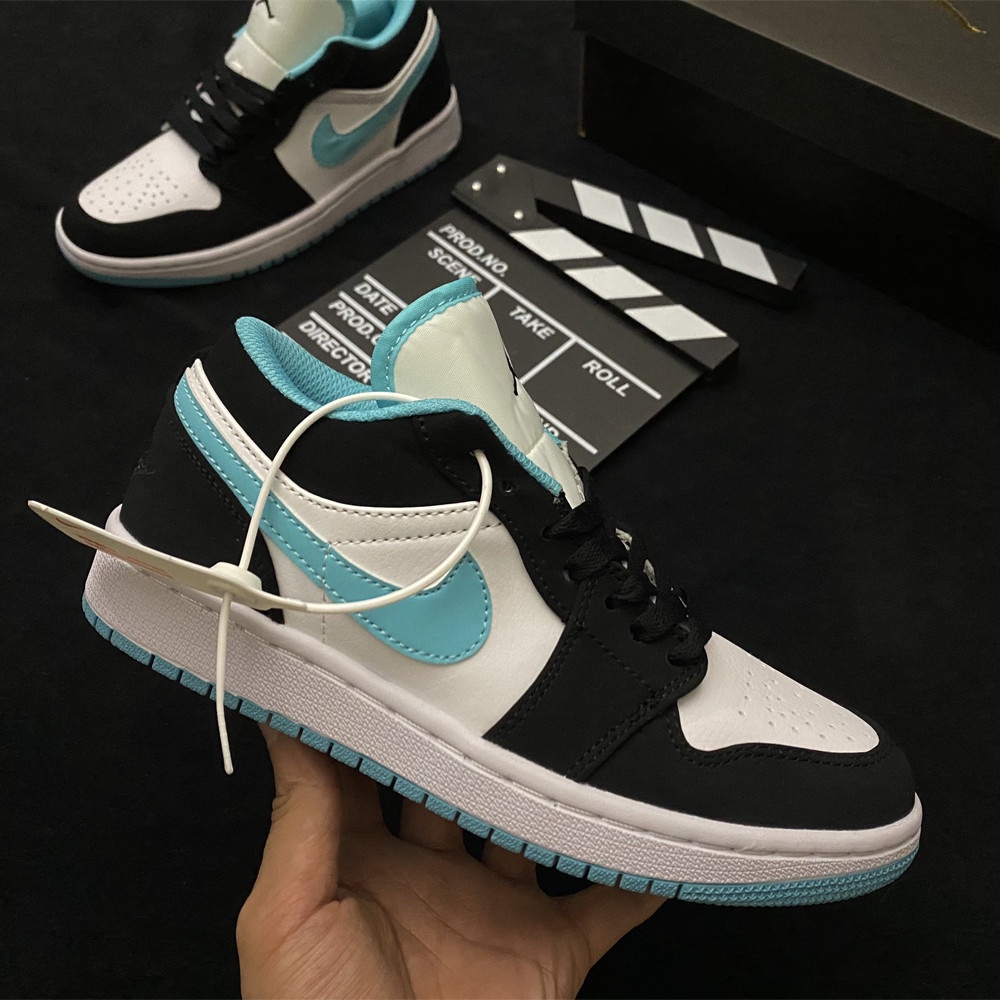Giày Sneaker Nam Nữ - Giày Nike Jordan JD 1 Low Xanh Ngọc Cổ Thấp Cao Cấp Full Box Bill