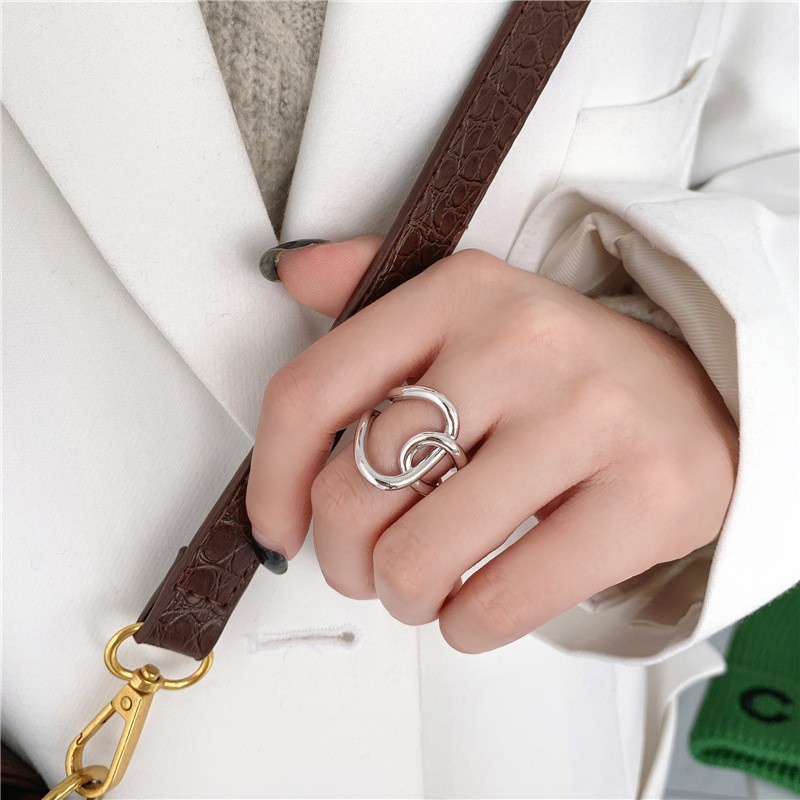 Nhẫn đeo tay kim loại đơn giản phong cách Hàn Quốc thời trang