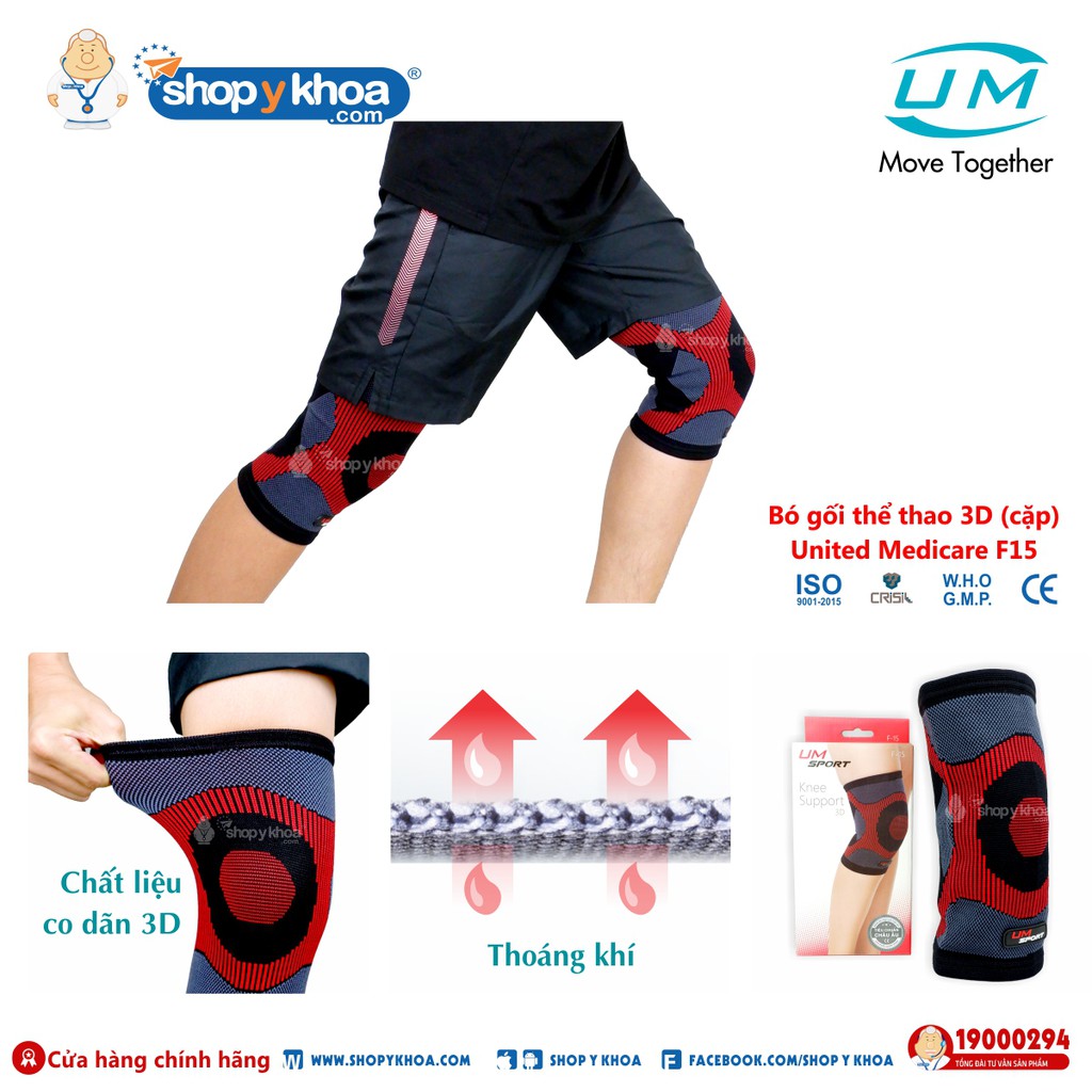 Bó Gối Thể Thao 3D UM F15   . Tiêu Chuẩn Châu Âu